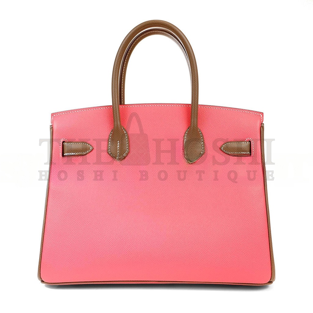 H**me5 BIRKIN 30 EPSOM LIPSTICK PINK AND ELEPHANT GREY GOLD BUCKLE 1028115538752 (30*23*15cm) Master Quality